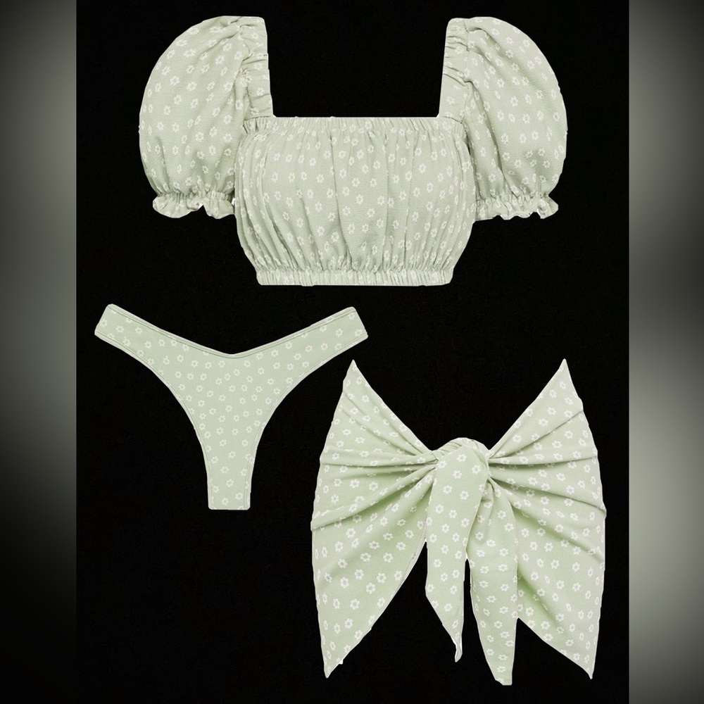 Jade Floral Montce Swim set NWOT